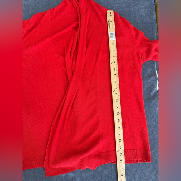 Talbots Womens Cardigan M Red Open Front Linen Blend Long Sleeve Lightweight - Picture 7 of 7